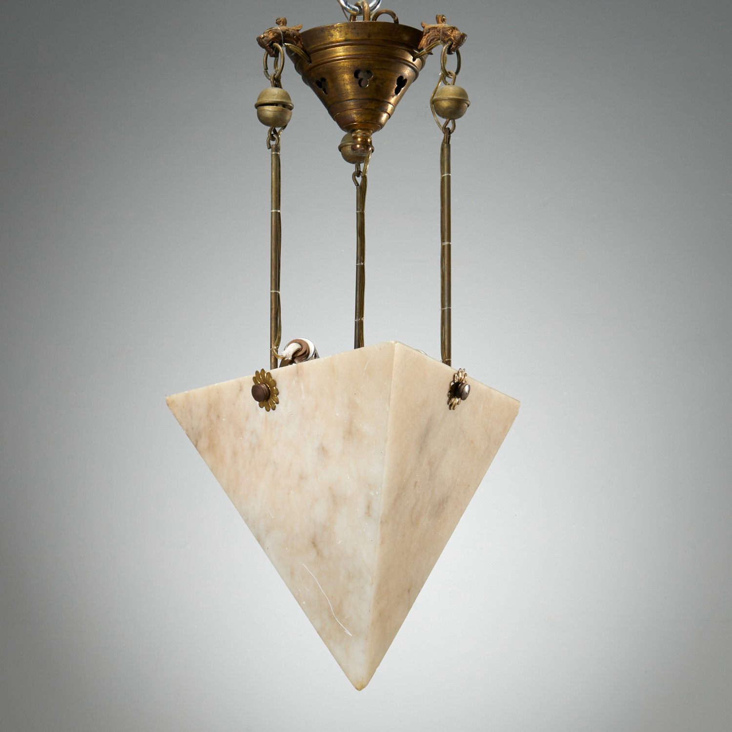 Appraisal: UNUSUAL AESTHETIC MOVEMENT ALABASTER PENDANT LIGHT Early th c in