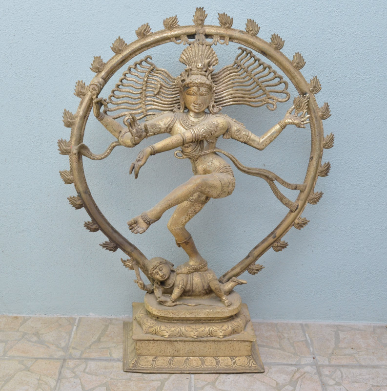 Appraisal: LARGE SILVERED CAST METAL SCULPTURE OF SHIVA Spelter or white