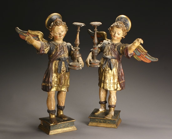 Appraisal: Pair of Italian Baroque Style Giltwood and Gesso Figures of