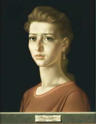 Appraisal: Vitali Grigoryev Russian b Dedication Portrait of a Young Woman