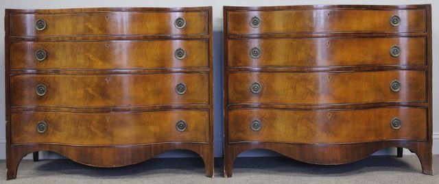 Appraisal: Pair of Beacon Hill Mahogany Concave Front Chests From a