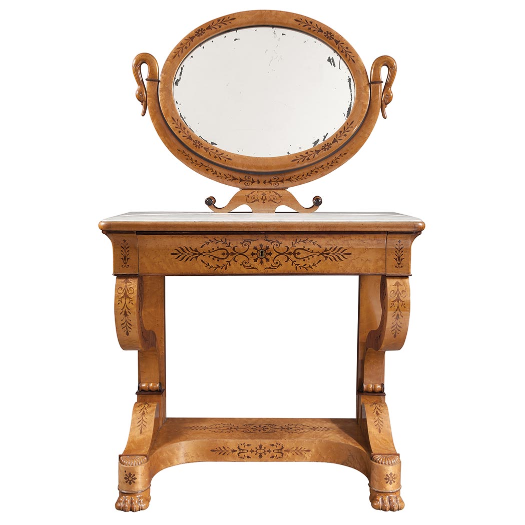 Appraisal: Charles X Maple Marquetry Dressing Table Circa With an oval