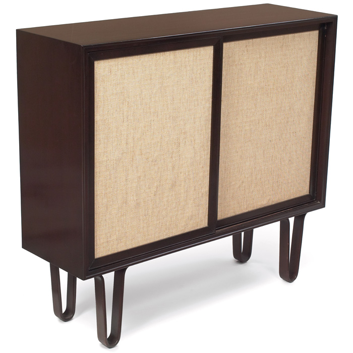 Appraisal: Edward Wormley cabinet by Dunbar shallow case on wood hairpin