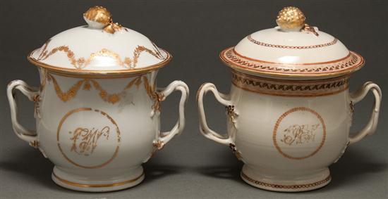 Appraisal: Two Chinese Export porcelain covered sugar bowl circa monogram and