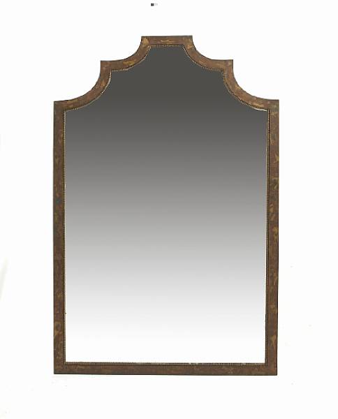 Appraisal: A Neoclassical style patinated metal mirror height ft in width