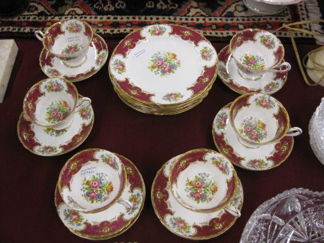 Appraisal: pcs Shelley China Duchess Dessert Set - plates cups saucers