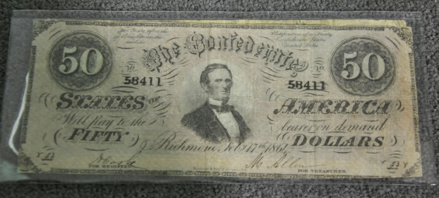 Appraisal: Two Confederate NotesIncluding note dated F-VF overall condition with decent