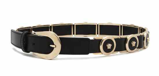 Appraisal: A Gianni Versace Black Leather Medusa Belt Stamped Gianni Versace