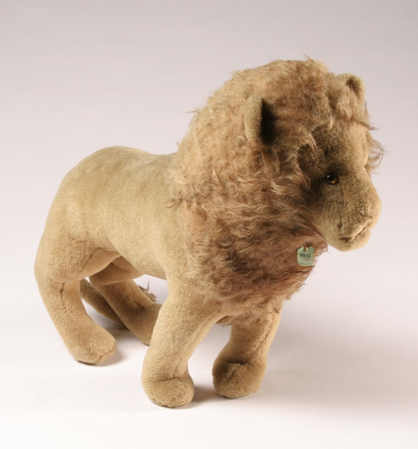 Appraisal: Vintage English Jungle Toys plush lion paper label H Good