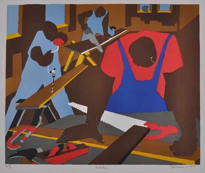 Appraisal: JACOB LAWRENCE - CARPENTERS Offset lithograph in colors x in