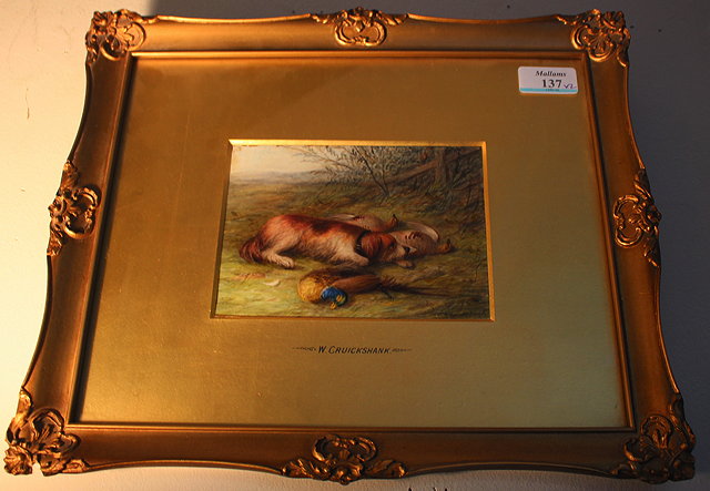 Appraisal: WILLIAM CRUICKSHANK A pair of pictures each depicting a dog