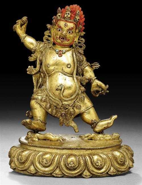 Appraisal: GURU DRAGPO Tibet th century H cm Gilt copper alloy