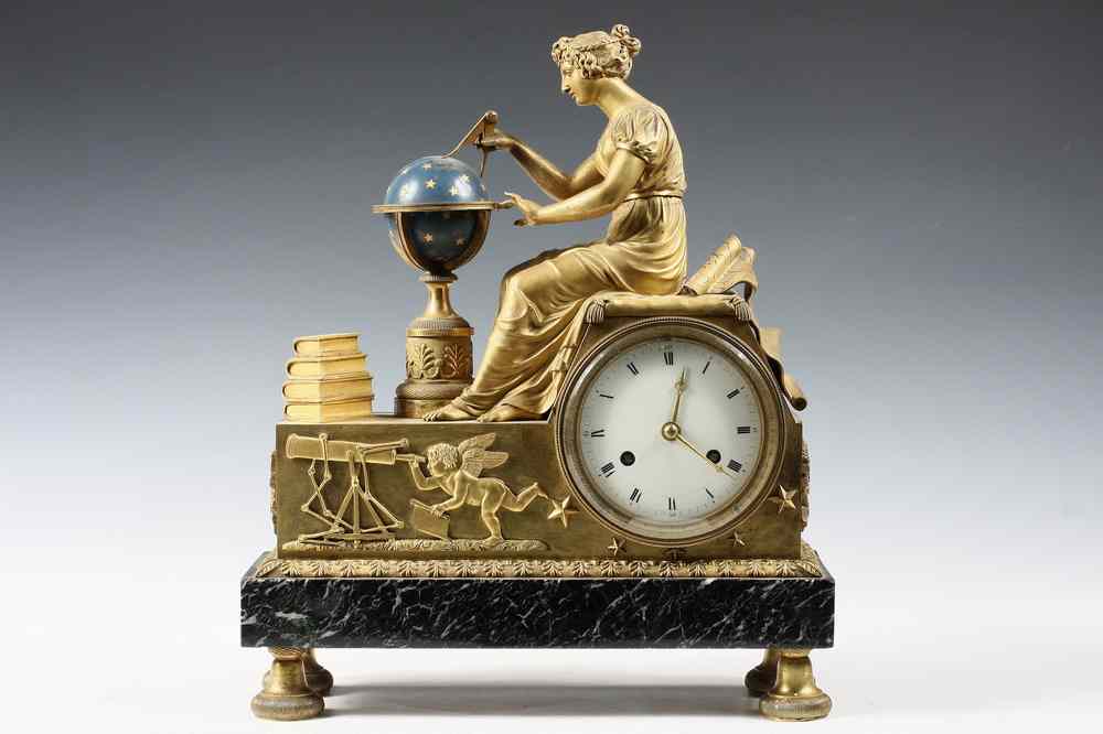 Appraisal: MANTEL CLOCK - French Mantel Clock in gilt bronze with