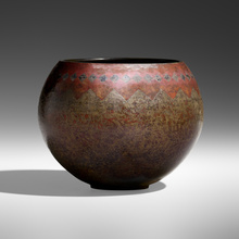 Appraisal: Claude Linossier DINANDERIE VASE France hammered copper and mixed metals