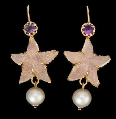 Appraisal: A Pair of Tagliamonte Venetian Glass and Pearl Earrings k