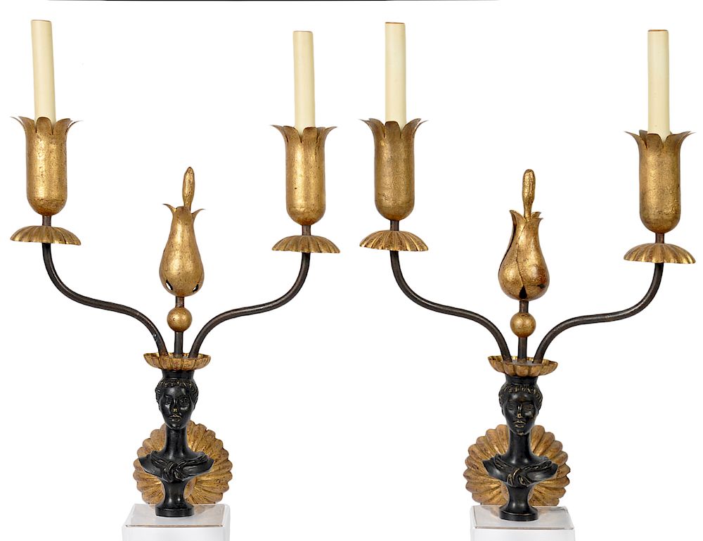 Appraisal: Pair of Gilbert Poillerat Vadim Androsov Sconces Pair of spectacular