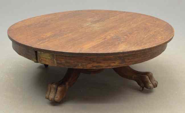 Appraisal: Victorian oak paw foot coffee table Top '' Diameter ''