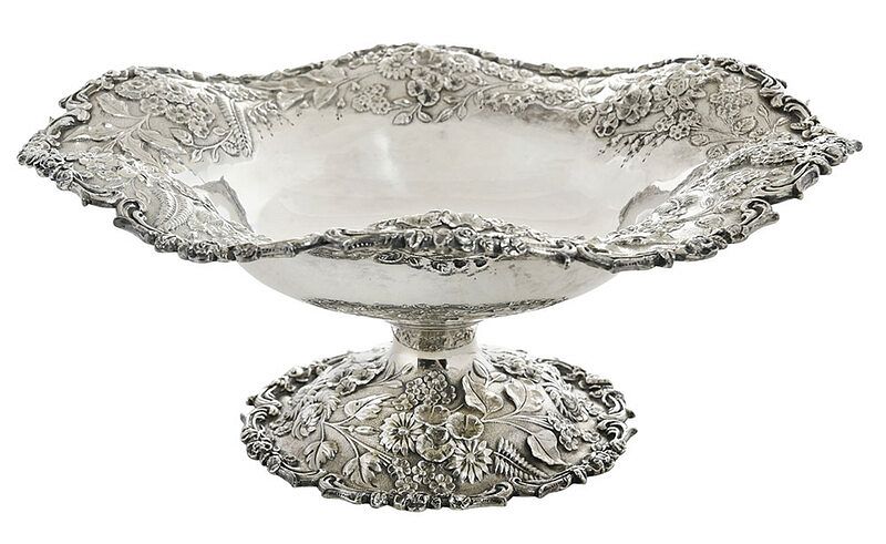 Appraisal: Kirk Repousse Sterling Compote Baltimore Maryland - round with shaped