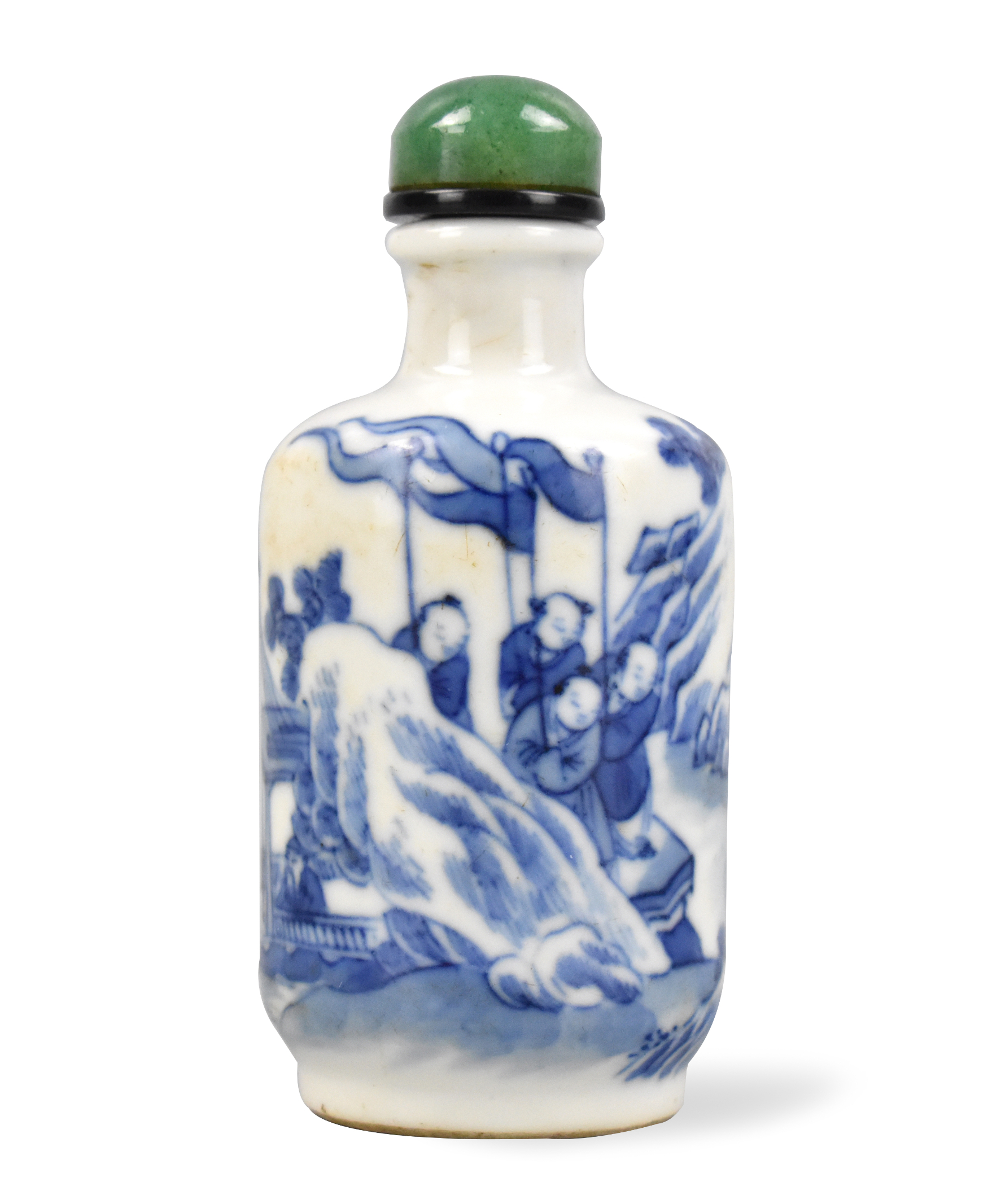 Appraisal: A Chinese blue white snuff bottle with figures dating from