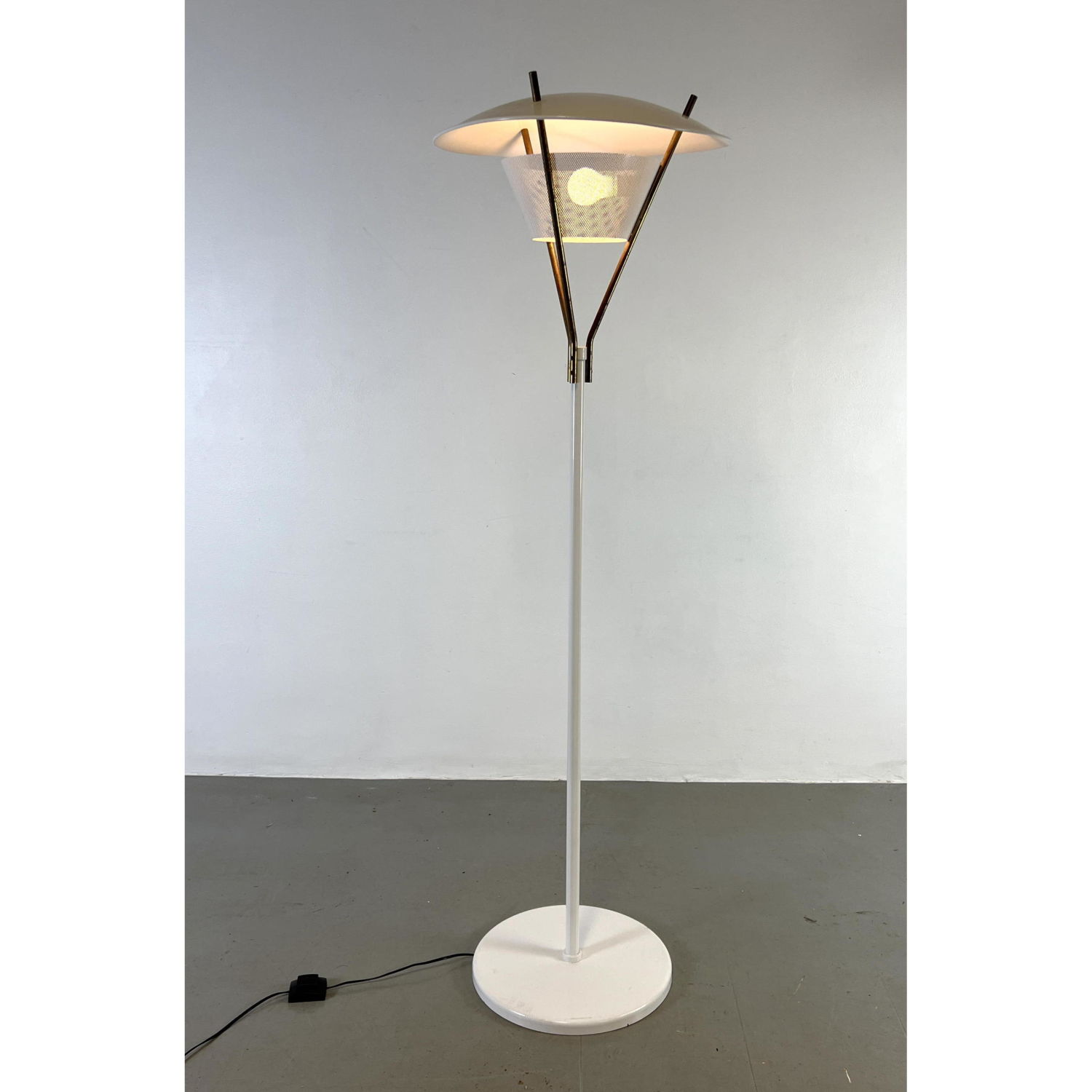 Appraisal: White Gerald Thurston style MCM Floor Lamp Dimensions H inches