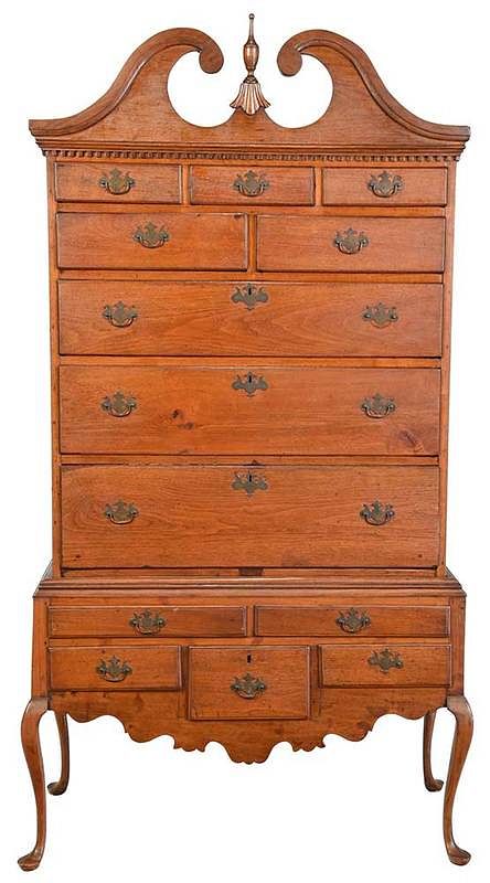 Appraisal: Rare Southern Chippendale Walnut High Chest possibly Winchester area Virginia