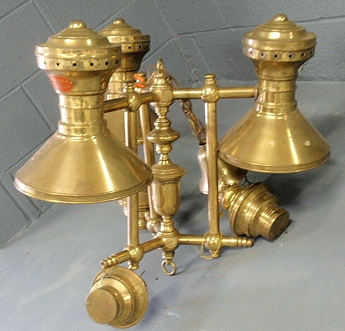 Appraisal: Brass railroad coach lamp chandelier Property of Virginia Truckee Railroad