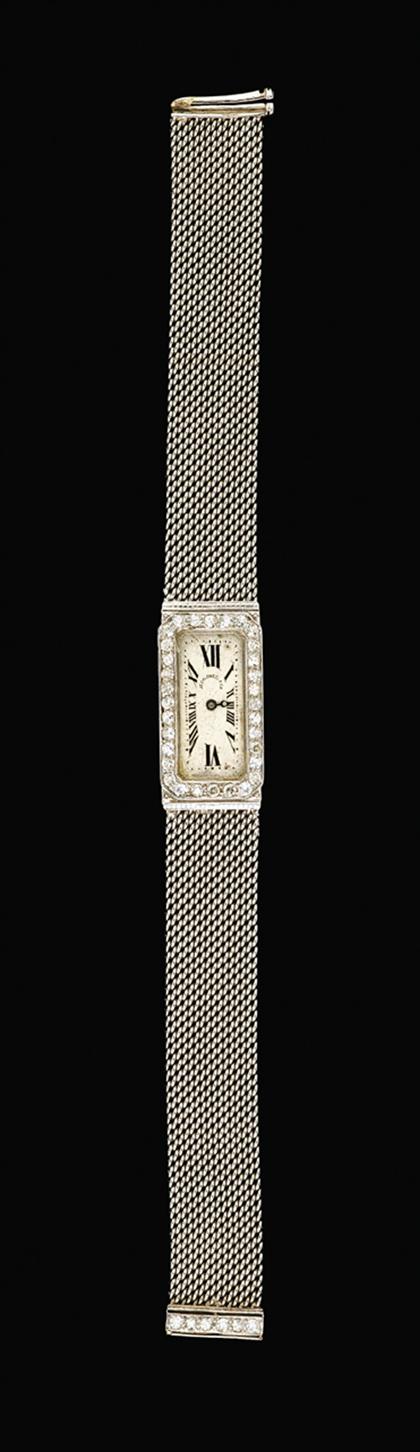 Appraisal: Lady's platinum wristwatch J E Caldwell Co circa Rectangular face