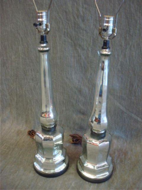 Appraisal: Pair mercury glass lamps From a Westport CT home Dimensions