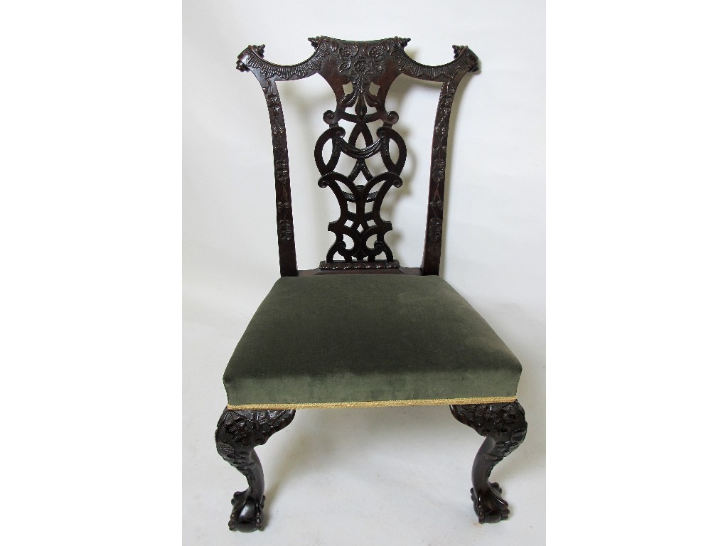 Appraisal: An Edwardian mahogany chair in the Chinese Chippendale style the