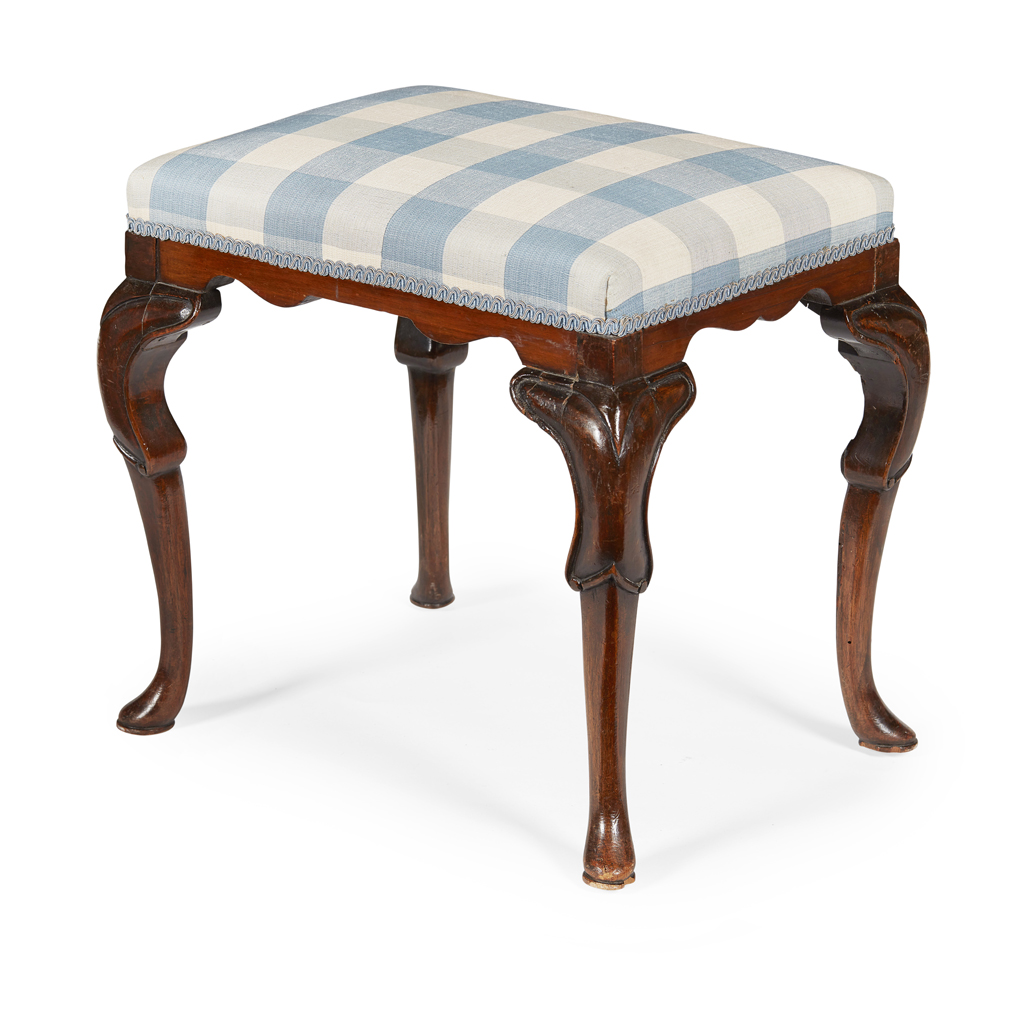 Appraisal: GEORGE II STYLE MAHOGANY STOOL TH CENTURY the padded seat