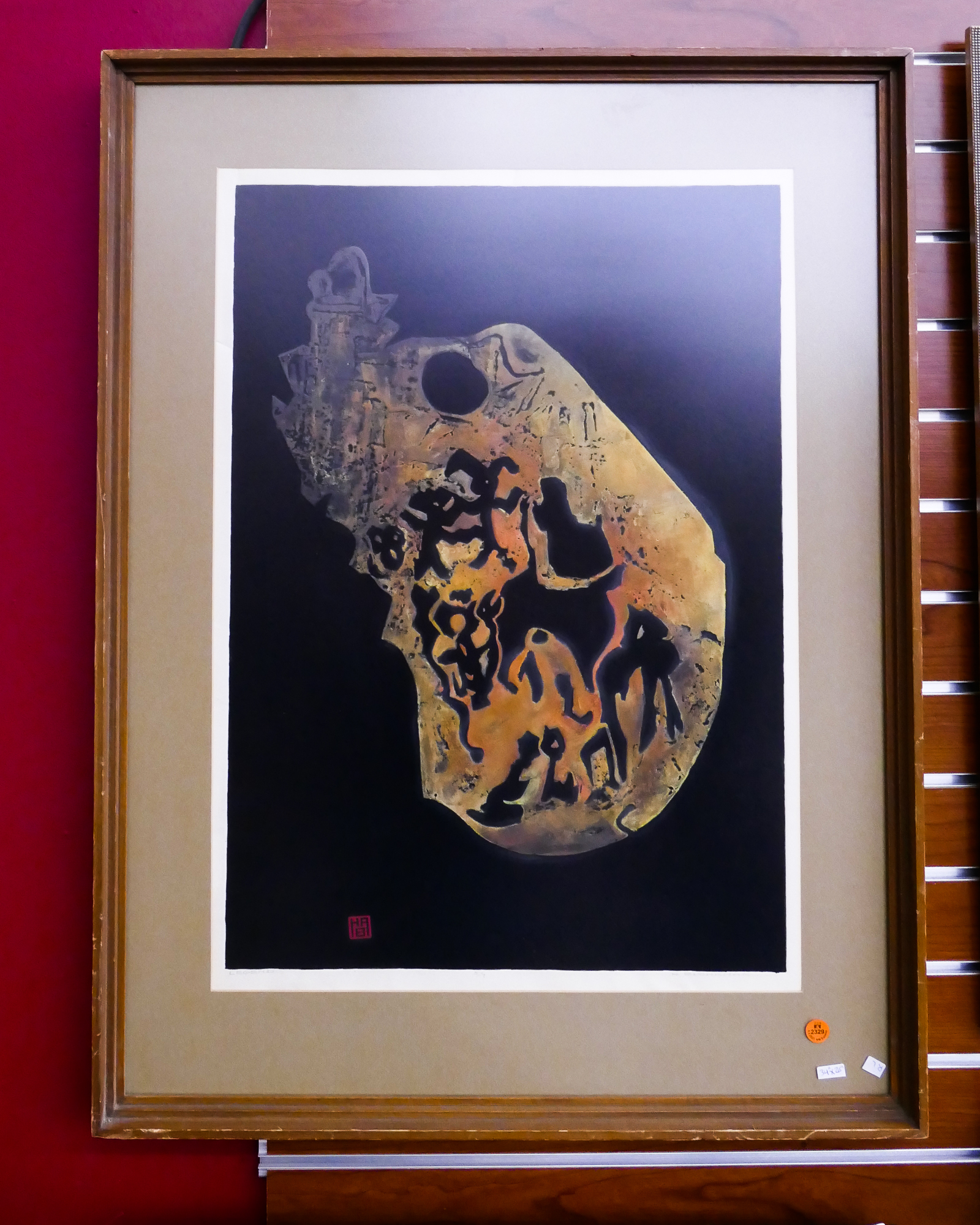 Appraisal: Helen Buchanan 'Legend' Embossed Woodblock Print Framed- x ''