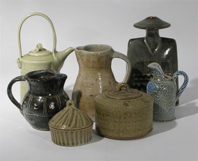 Appraisal: A Phil Rogers salt-glaze stoneware jug and a collection of