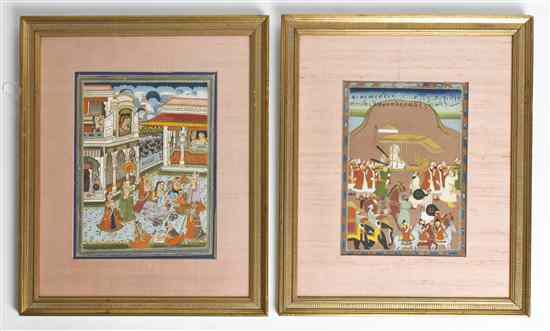 Appraisal: A Pair of Mughal Paintings on Paper one depicting a