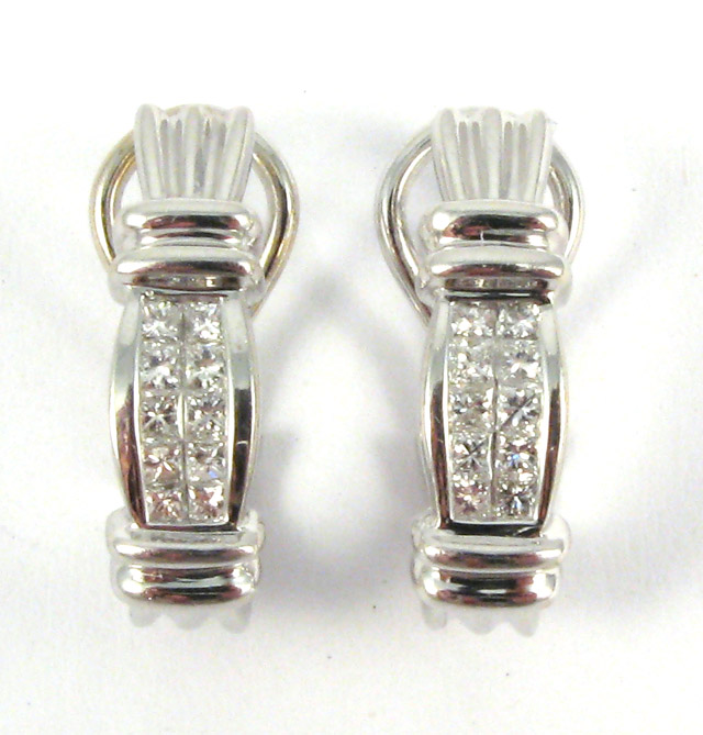 Appraisal: PAIR OF DIAMOND AND WHITE GOLD EARRINGS each k white