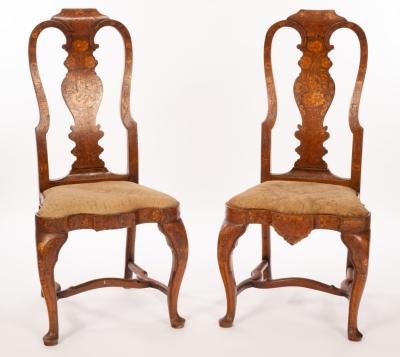 Appraisal: A pair of th Century Dutch walnut and floral marquetry