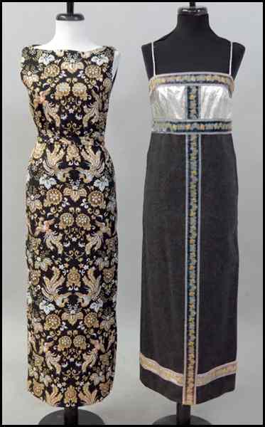 Appraisal: SAKS FIFTH AVENUE BROCADE SLEEVELESS GOWN Together with a Saks