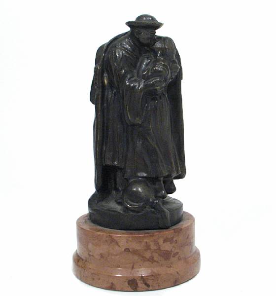 Appraisal: A patinated bronze figural group inscribed Szamosi T raised on