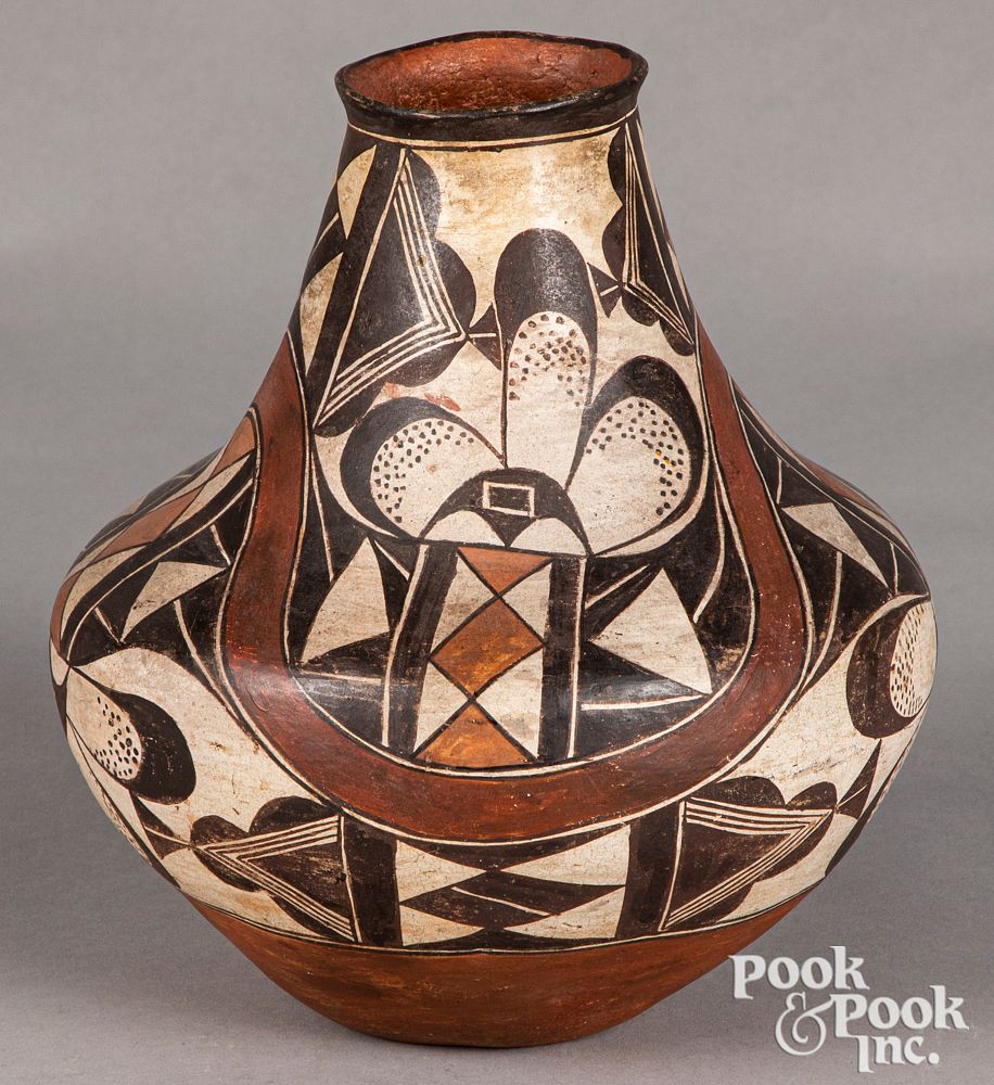 Appraisal: Acoma Indian pottery jar Acoma Indian pottery jar with polychromed