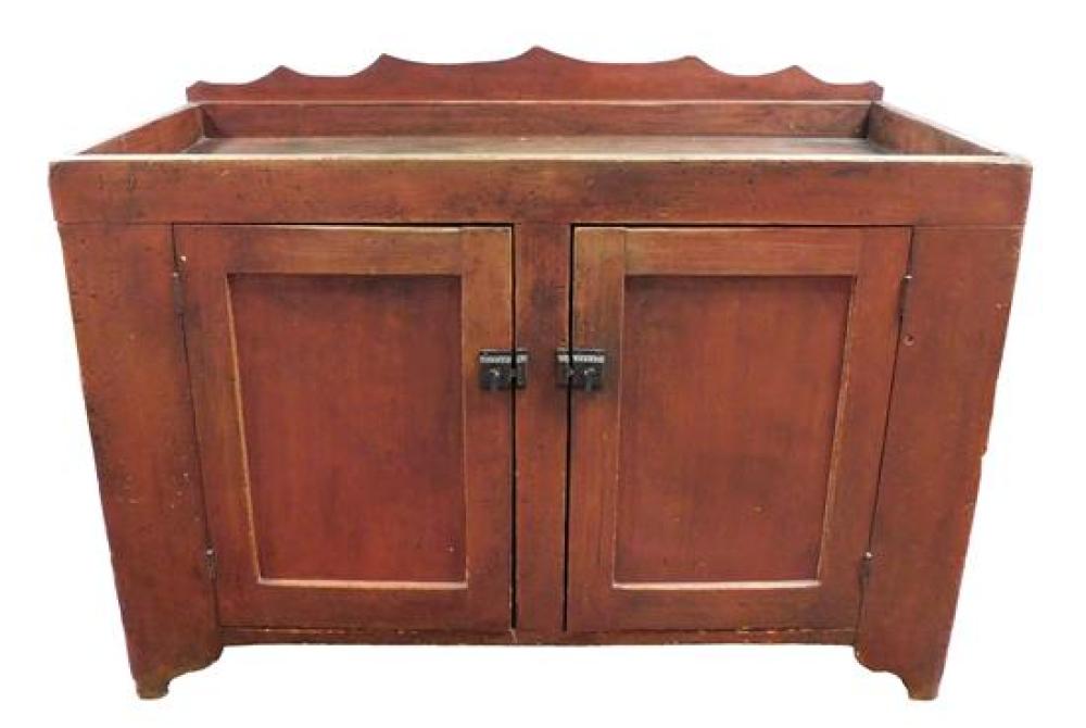 Appraisal: Dry sink with red stain finish American th C pine