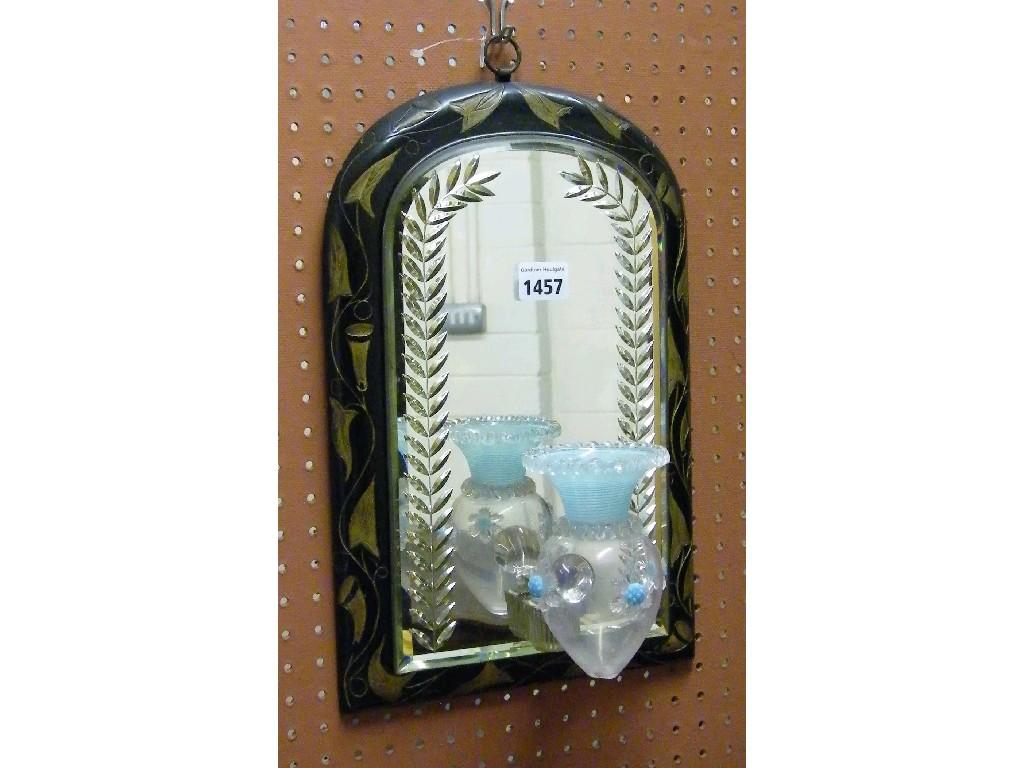 Appraisal: Small Venetian mirrored wall light the H shaped turquoise and