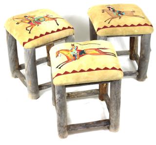 Appraisal: Native American upholstered stools Native American upholstered stools Good Condition