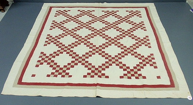 Appraisal: Red and white blocked quilt th c x