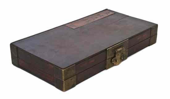 Appraisal: A Hungmu Document Box of rectangular hinged form with brass