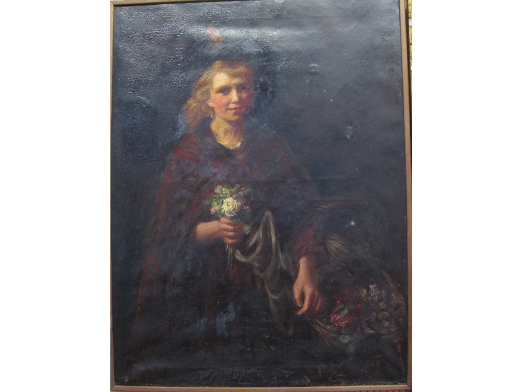 Appraisal: th century oil on canvas portrait of a girl with