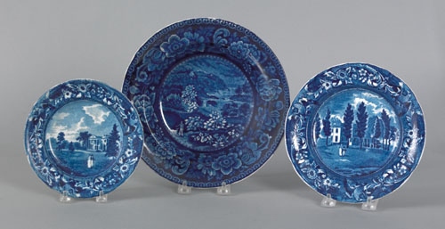 Appraisal: Historical blue Staffordshire soup bowl and two plates th c