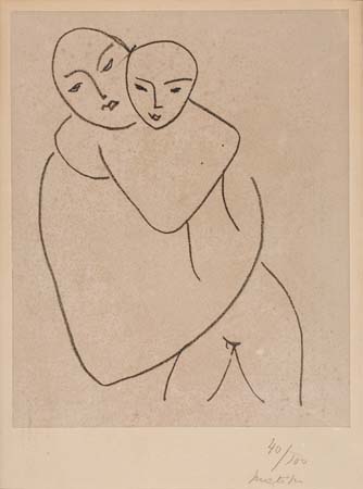 Appraisal: HENRI MATISSE Vierge et Enfant Lithograph on chine appliqu -