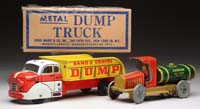 Appraisal: STRAUSS JUNIOR OIL TANK TRUCK MARX SAND GRAVEL DUMP TRUCK