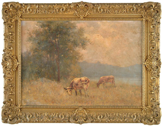 Appraisal: GAETANO CAPONE American Italian - COWS IN LANDSCAPE Oil on