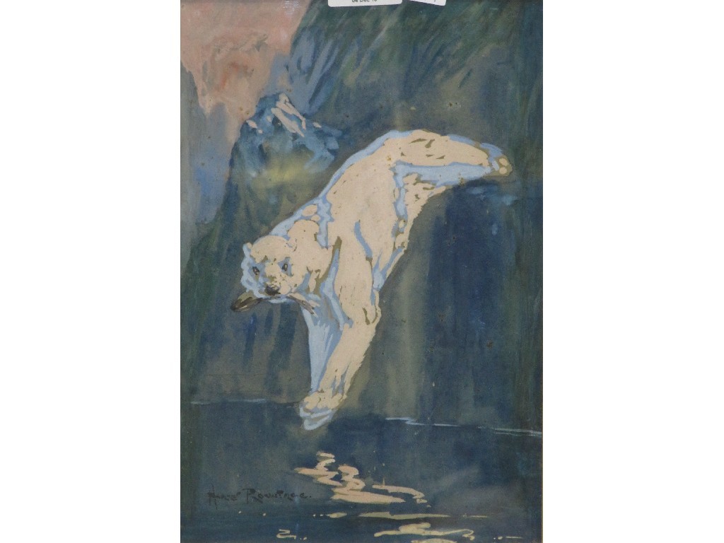 Appraisal: HARRY ROUNTREE Watercolour with body colour 'Polar Bear Diving' signed