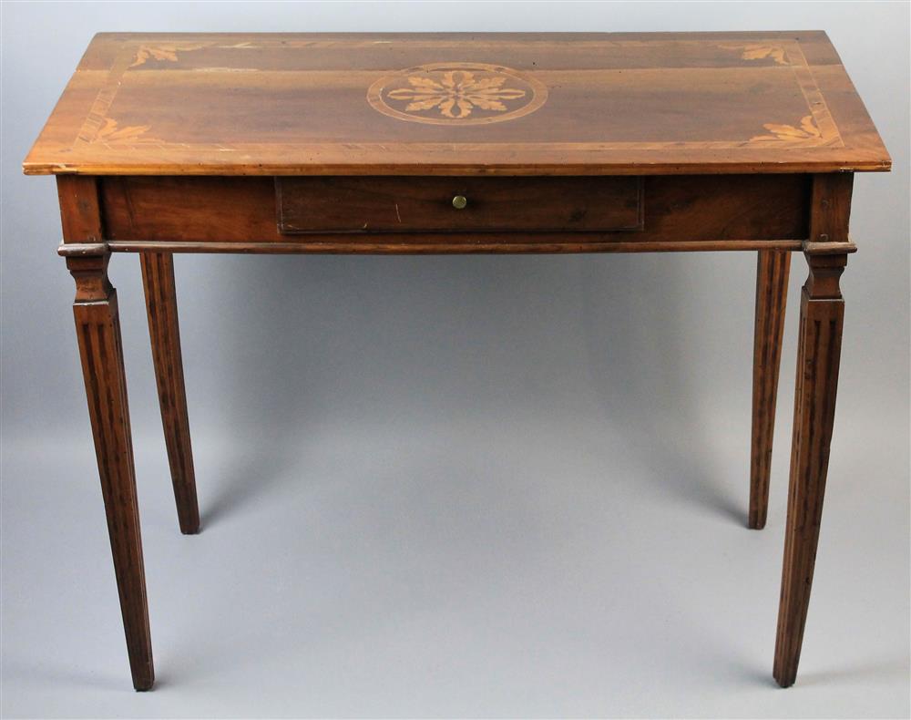 Appraisal: CONTINENTAL NEOCLASSICAL STYLE INLAID WALNUT OCCASIONAL TABLE having a rectangular